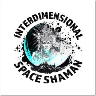 INTERDIMENSIONAL SPACE SHAMAN-moon blk Posters and Art